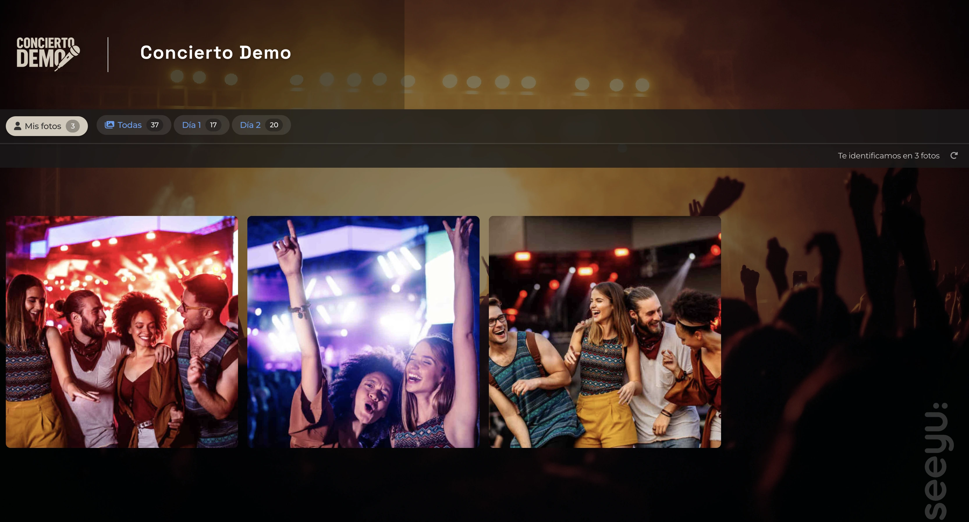 Galería personalizada con tecnología de reconocimiento facial para identificación de personas en eventos